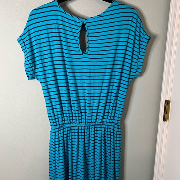 Merona Blue and Black Striped Midi Dress - Picture 4 of 5